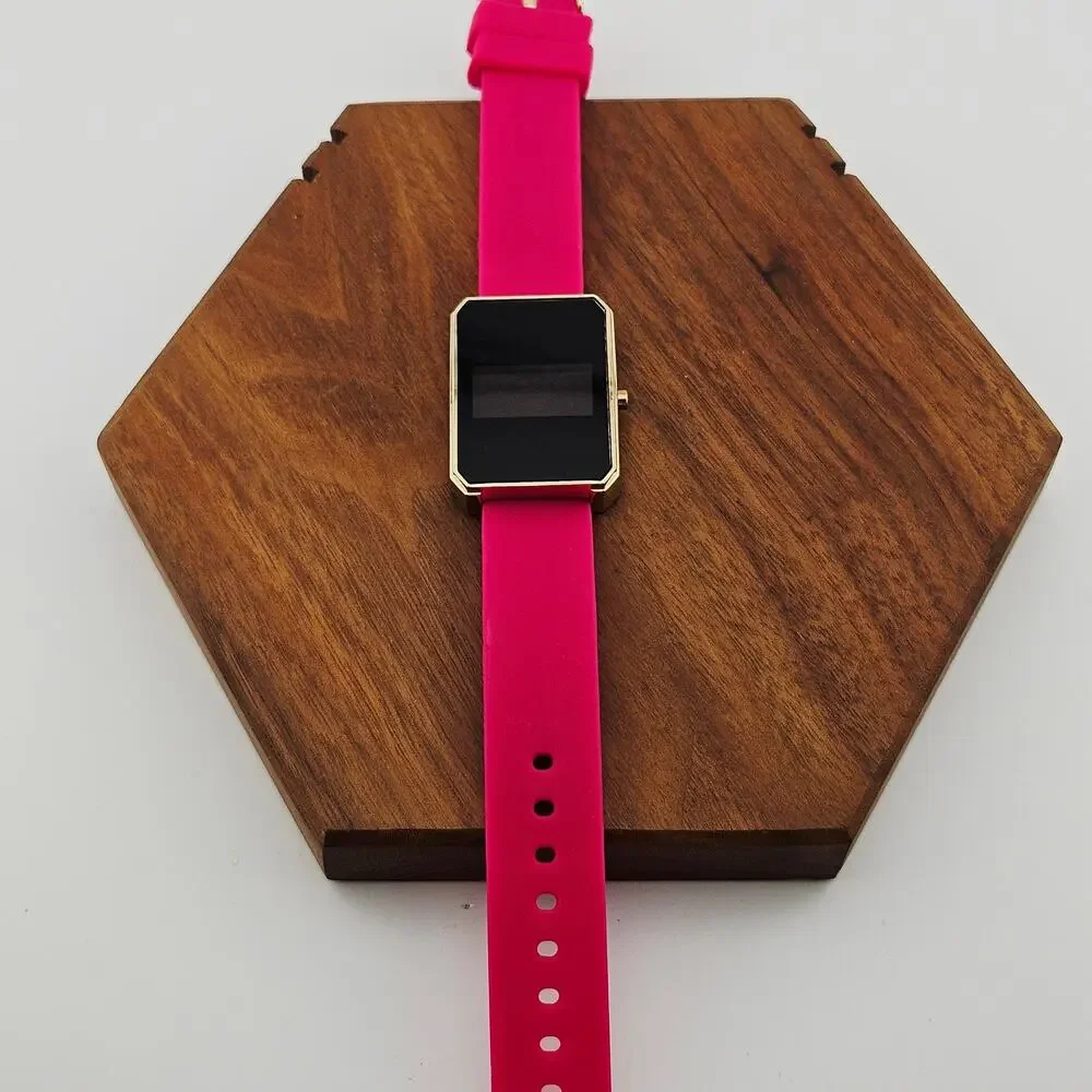 Aeropostale Women's Rectangle Dial Digital Watch Sporty Hot Pink Silicone Band
